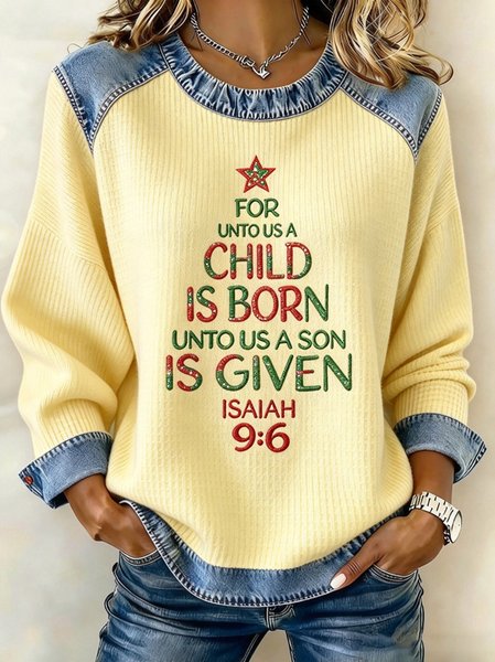 Casual Text Letters Crew Neck Long Sleeve Sweatshirt