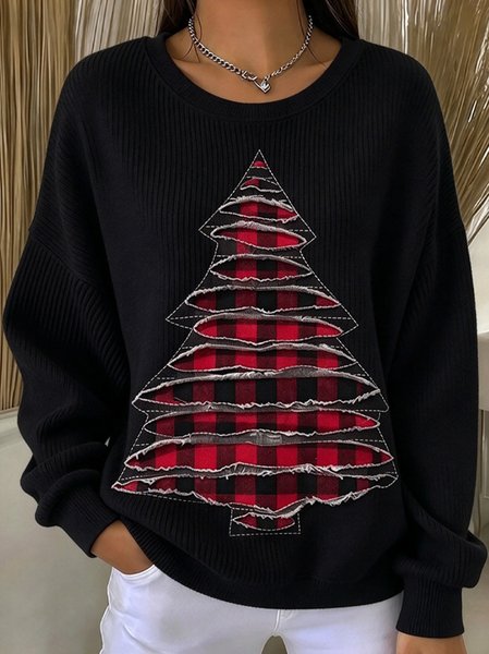 Casual Christmas Crew Neck Long Sleeve Sweatshirt