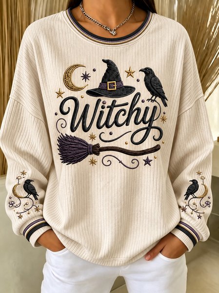 Casual Text Letters Crew Neck Long Sleeve Sweatshirt