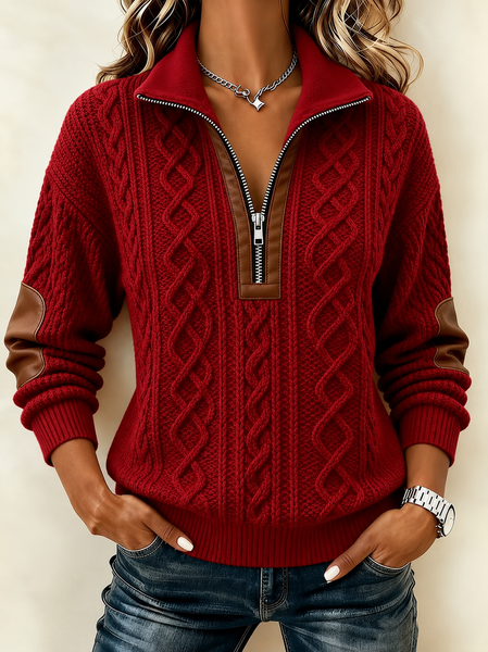 Women Abstract Stand Collar Printing Casual Spring/Fall Long Sleeve Sweatshirt