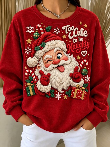 Casual Santa Claus Crew Neck Long Sleeve Sweatshirt