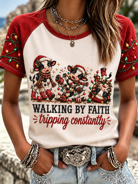 Vintage Christmas Crew Neck Short Sleeve T-shirt