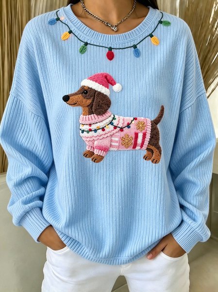 Casual Christmas Crew Neck Long Sleeve Sweatshirt
