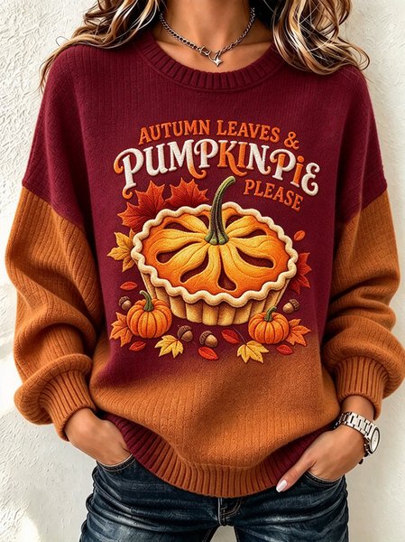 Women Text Letters Crew Neck Casual Spring/Fall Long Sleeve Sweatshirt