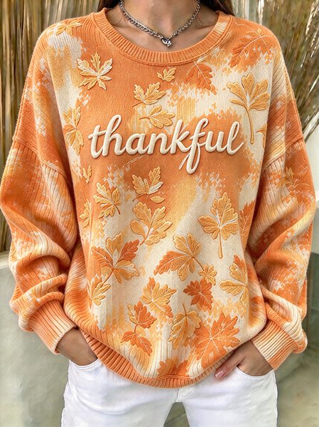 Women Text Letters Crew Neck Casual Spring/Fall Long Sleeve Sweatshirt