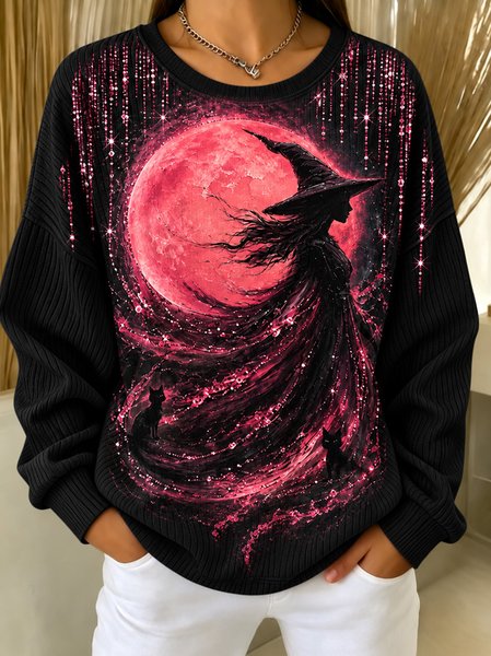 Casual Cat Crew Neck Long Sleeve Sweatshirt