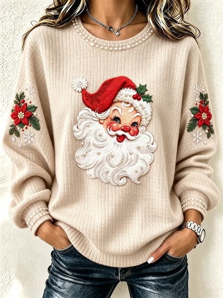 Casual Santa Claus Crew Neck Long Sleeve Sweatshirt