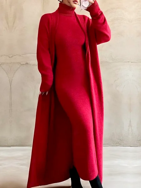 High Elasticity Urban Plain V Neck Long Sweater Cardigan