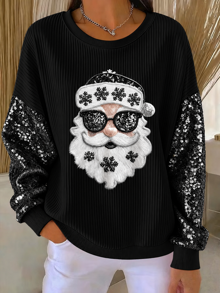 Casual Santa Claus Crew Neck Long Sleeve Sweatshirt