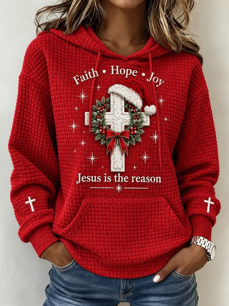 Vintage Christmas Hat Hoodie Long Sleeve Hoodie
