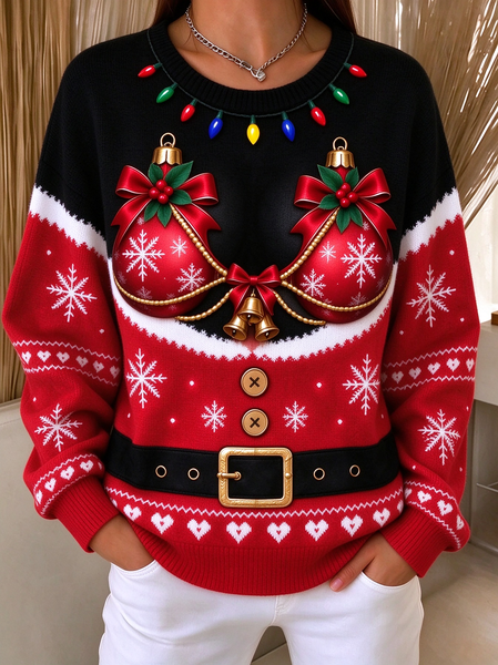 Humor Santa Claus Crew Neck Long Sleeve Sweatshirt Humor Santa Claus Crew Neck Long Sleeve Sweatshirt