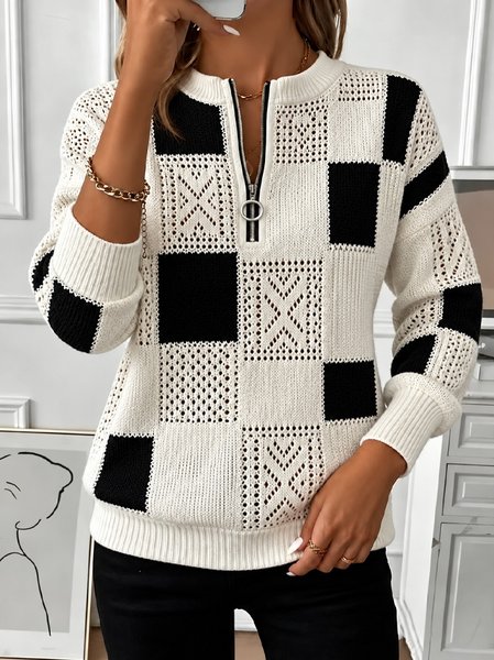 Women Geometric Crew Neck Casual Spring/Fall Long Sleeve Sweatshirt