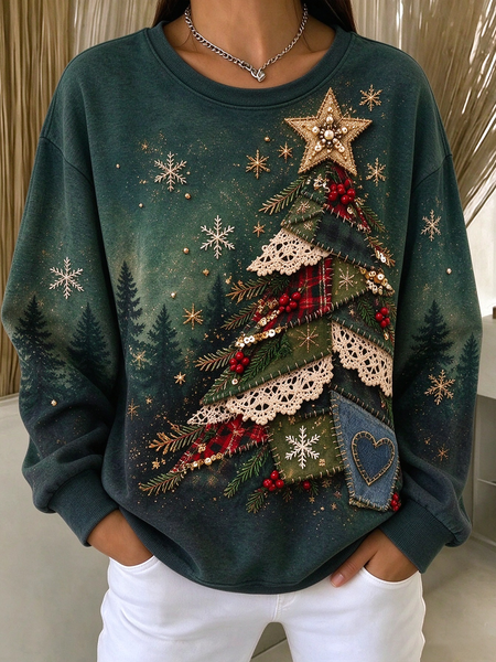 Vintage Christmas Crew Neck Long Sleeve Sweatshirt