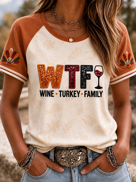 Women Text Letters Short Sleeve Tee T-shirt Crew Neck Vintage Summer Top