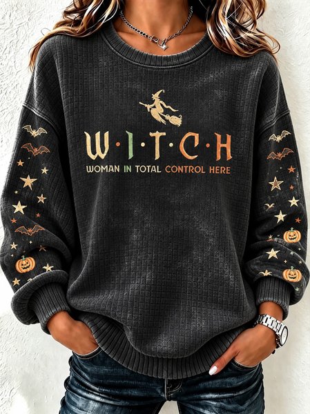 Casual Text Letters Crew Neck Long Sleeve Sweatshirt