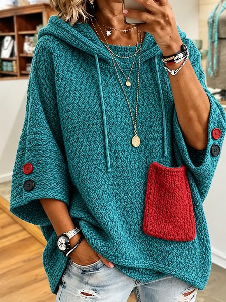Women Geometric Half Sleeve Casual Holiday Spring/Fall Hoodie