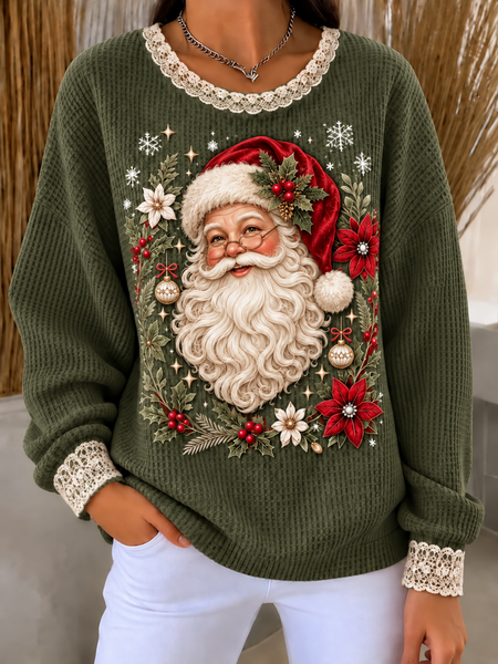 Casual Floral Crew Neck Long Sleeve Sweatshirt
