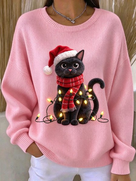 Women Christmas Crew Neck Casual Spring/Fall Long Sleeve Sweatshirt