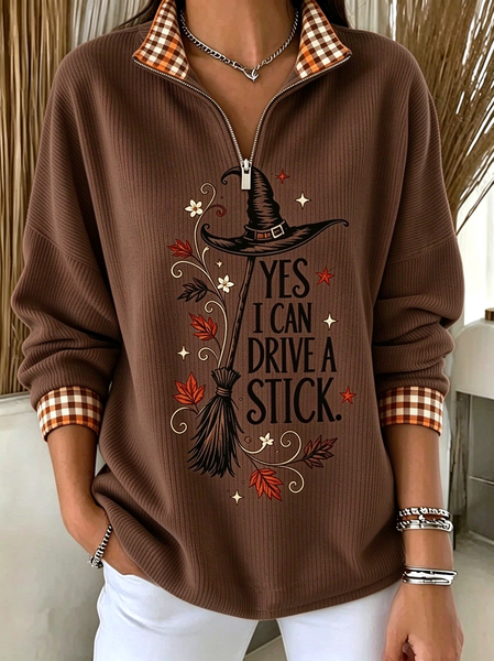 Casual Text Letters Stand Collar Long Sleeve Sweatshirt