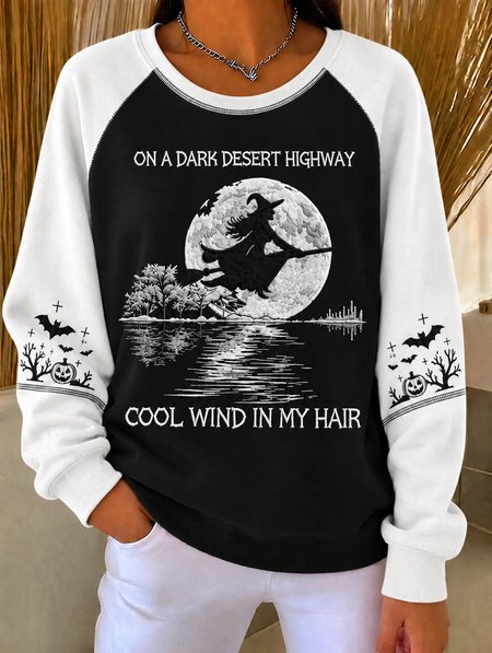 Women Color Block Crew Neck Casual Spring/Fall Long Sleeve Sweatshirt