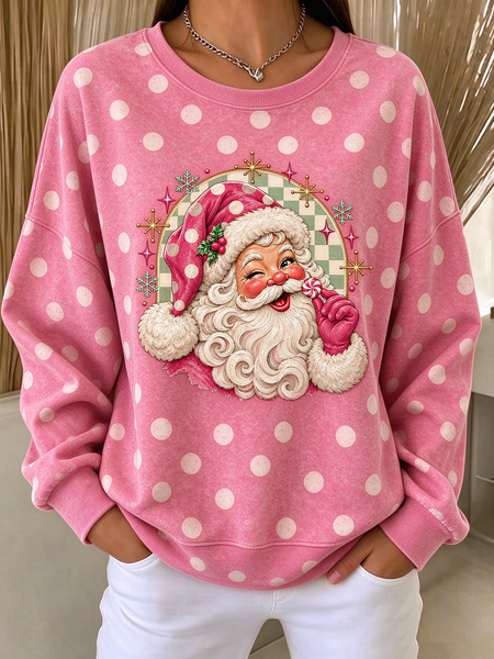 Vintage Polka Dots Crew Neck Long Sleeve Sweatshirt