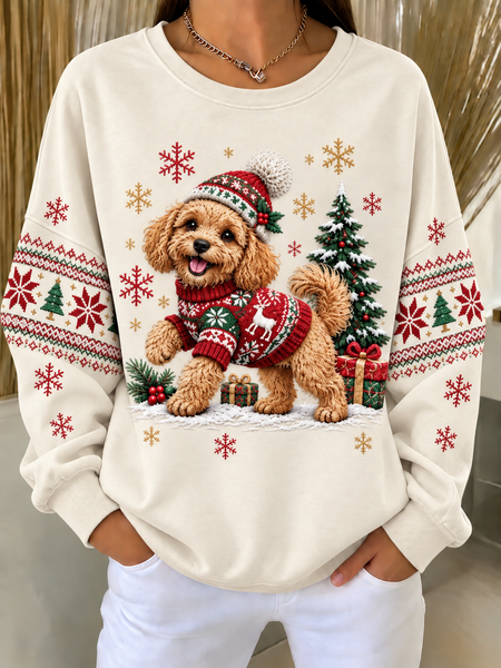 Casual Geometric Crew Neck Long Sleeve Sweatshirt