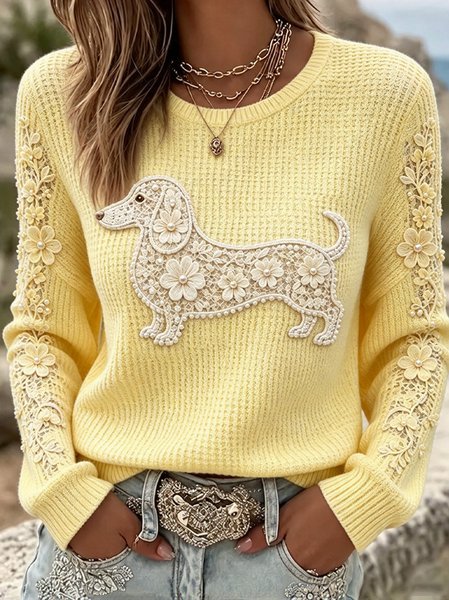 Casual Floral Crew Neck Long Sleeve T-shirt