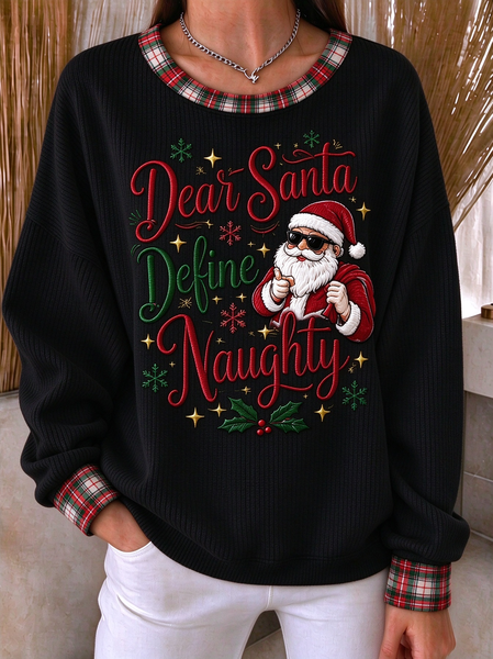 Casual Plaid Crew Neck Long Sleeve Sweatshirt