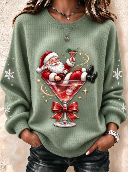 Casual Santa Claus Crew Neck Long Sleeve Sweatshirt