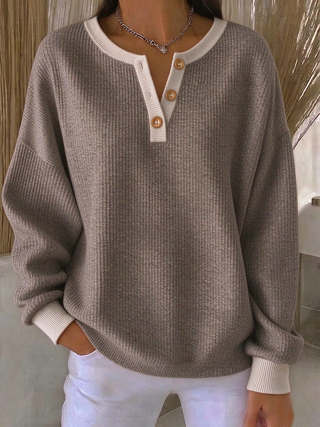 Women Plain Crew Neck Printing Casual Spring/Fall Long Sleeve Sweatshirt