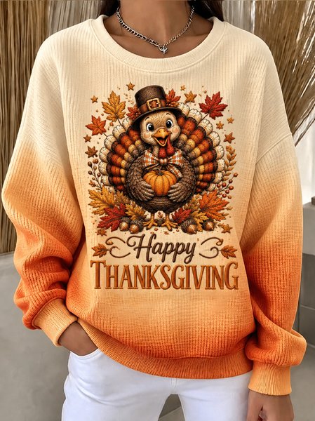 Casual Text Letters Crew Neck Long Sleeve Sweatshirt