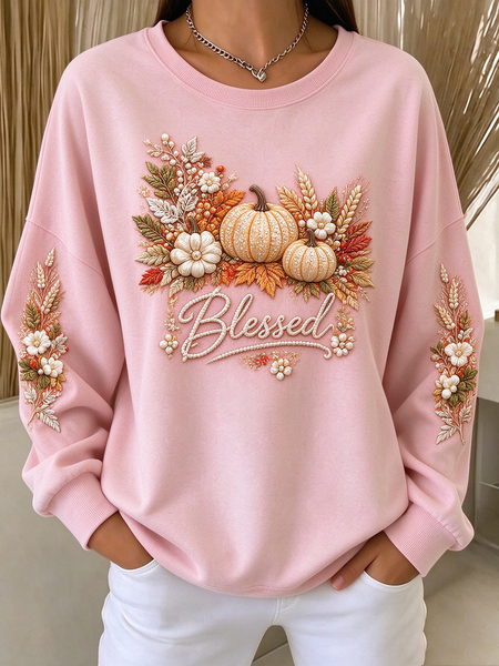 Vintage Floral Crew Neck Long Sleeve Sweatshirt