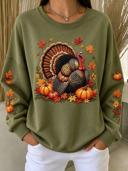 Vintage Maple Leaf Crew Neck Long Sleeve Sweatshirt