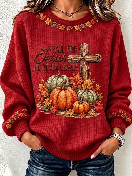 Casual Text Letters Crew Neck Long Sleeve Sweatshirt