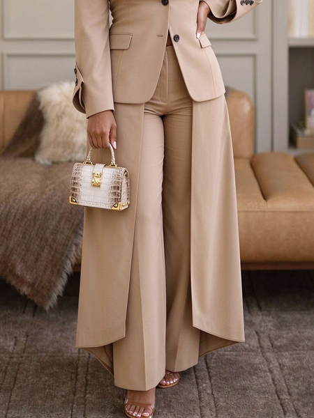 Urban Plain Irregular Craftsmanship Straight Pants