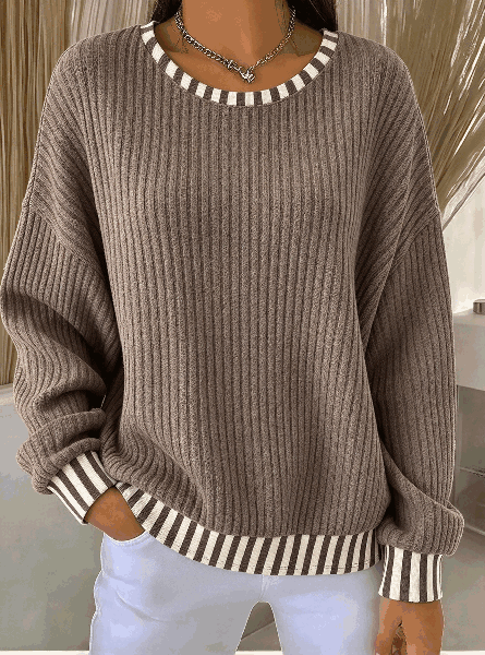 Casual Striped Crew Neck Long Sleeve Sweatshirt
