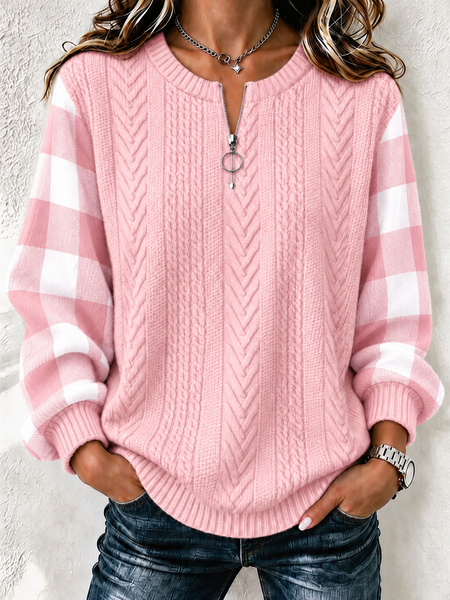 Vintage Abstract Half Open Collar Long Sleeve Sweatshirt