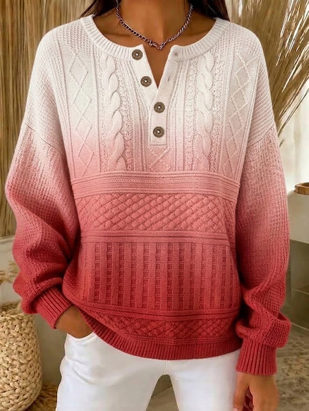 Women Ombre Crew Neck Printing Casual Spring/Fall Long Sleeve Sweatshirt