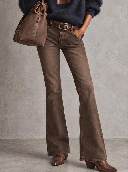 Denim Casual Jeans With No Belt