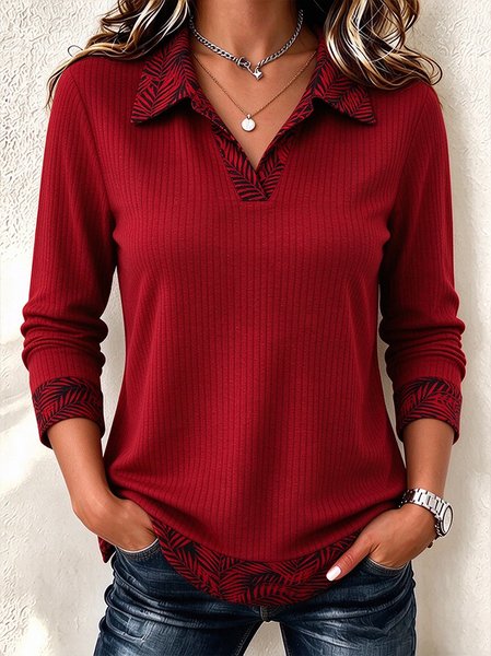 Casual Plants Shawl Collar Long Sleeve Sweatshirt