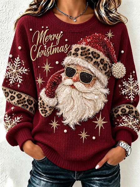 Women Leopard Crew Neck Casual Spring/Fall Long Sleeve Sweatshirt