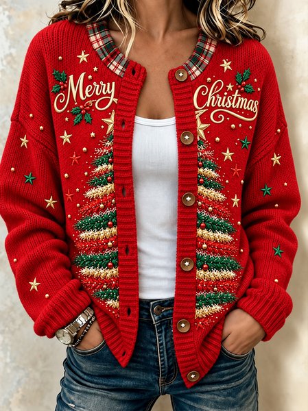 Women Text Letters Long Sleeve Comfy Casual Cardigan