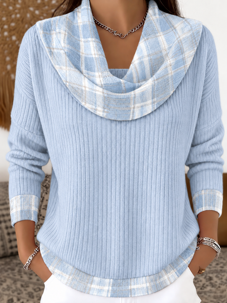 Women Ribbed Halter Neck Long Sleeve Blouse Casual Holiday Spring/Fall Top