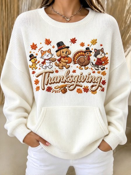 Women Text Letters Crew Neck Casual Spring/Fall Long Sleeve Sweatshirt