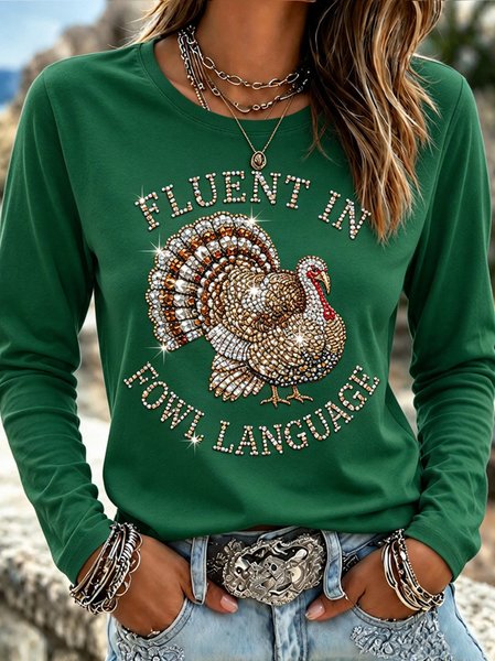 Vintage Text Letters Crew Neck Long Sleeve T-shirt