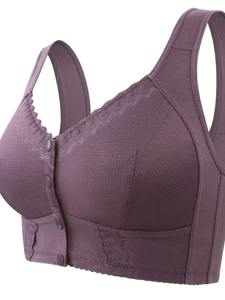 Buckle Casual Cotton-Blend Plain Bra & Bralette