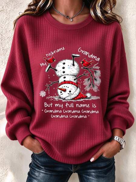 Casual Text Letters Crew Neck Long Sleeve Sweatshirt
