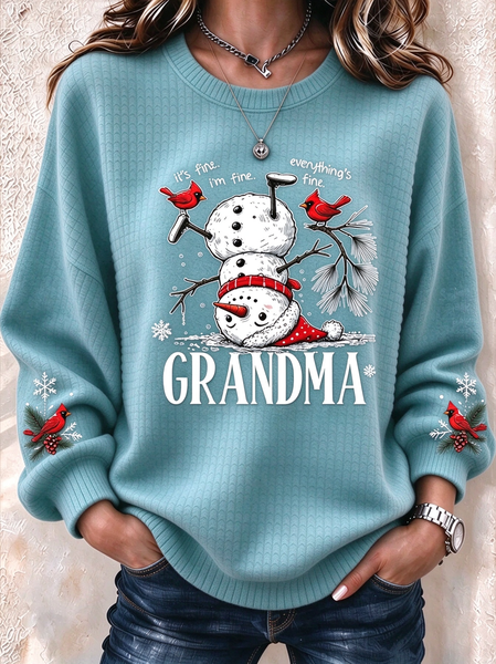 Casual Text Letters Crew Neck Long Sleeve Sweatshirt
