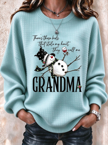 Casual Text Letters Crew Neck Long Sleeve Sweatshirt