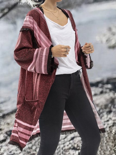 

Long Sleeve Knitted Cardigan, Red, Outerwear